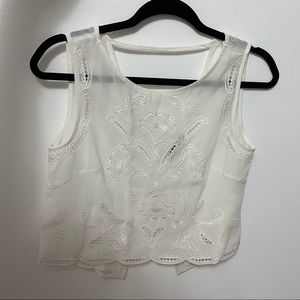 Brandy Melville White Floral Cutout Tank Top